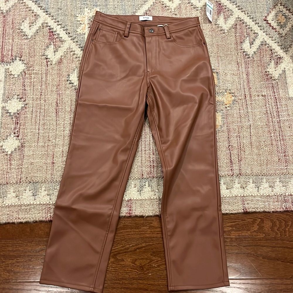 Kensie Faux Leather Jeans in Brown